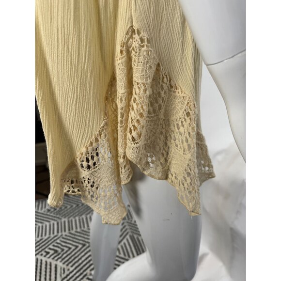 Style & Co Womens 2X Cream Tunic Top With Crochet Lace Detail & Button Tassel Ne - Picture 2 of 16
